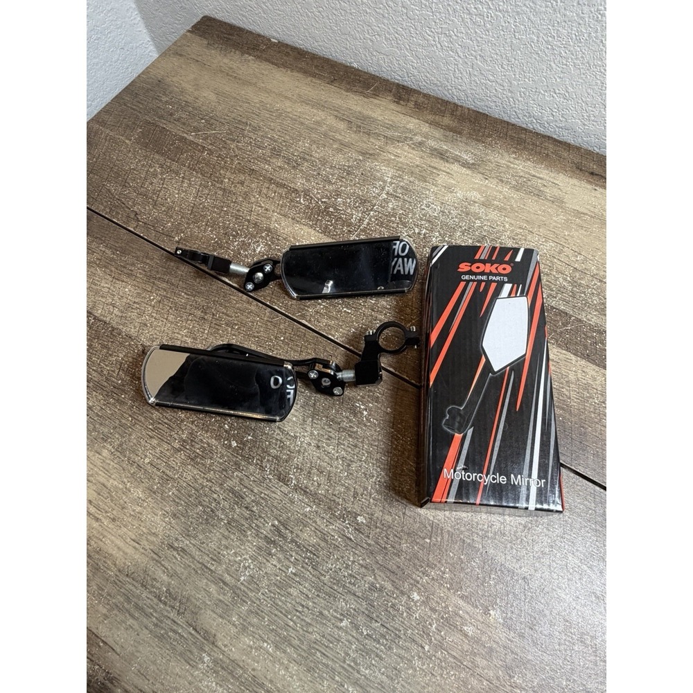 Soko Genuine Part Motorcycle‎ Mirror Adjustable Rectangle Black New